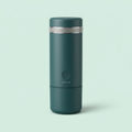 Fimorena portable espresso machine in teal, three-quarter studio view