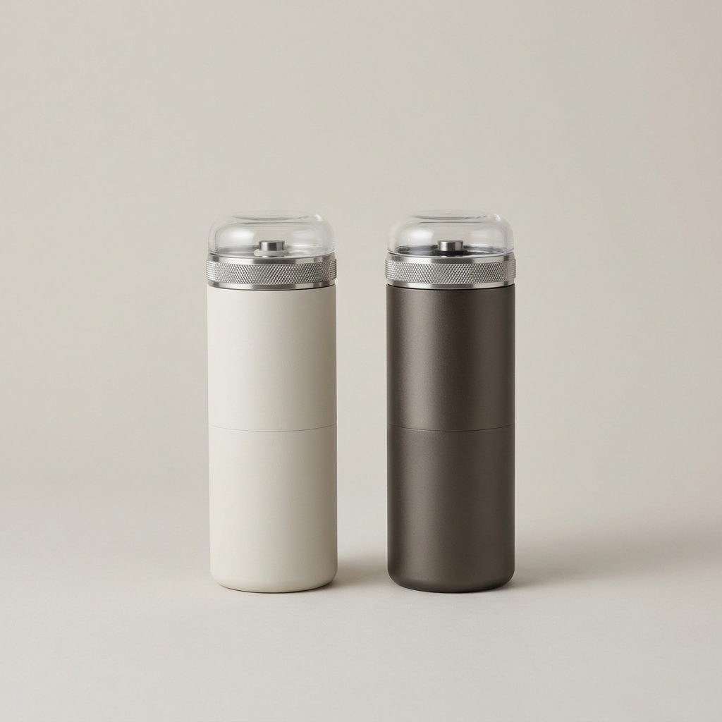 The grinder in sandstone white and tundra brown side by side